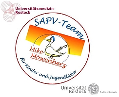 rundes Logo mit einer Möwe, Mike Möwenherz ist das Palliativteam der Kinderklinik Rostock